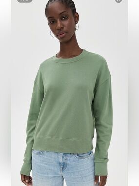 Perfectwhitetee Green Long Sleeve Cotton French Terry Tyler Sweatshirt Top Sz. M